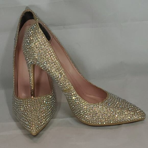 Elisabet Tang Women’s Crystal Rhinestone Pointed Toe Stiletto Heels Size 10 - Picture 7 of 8